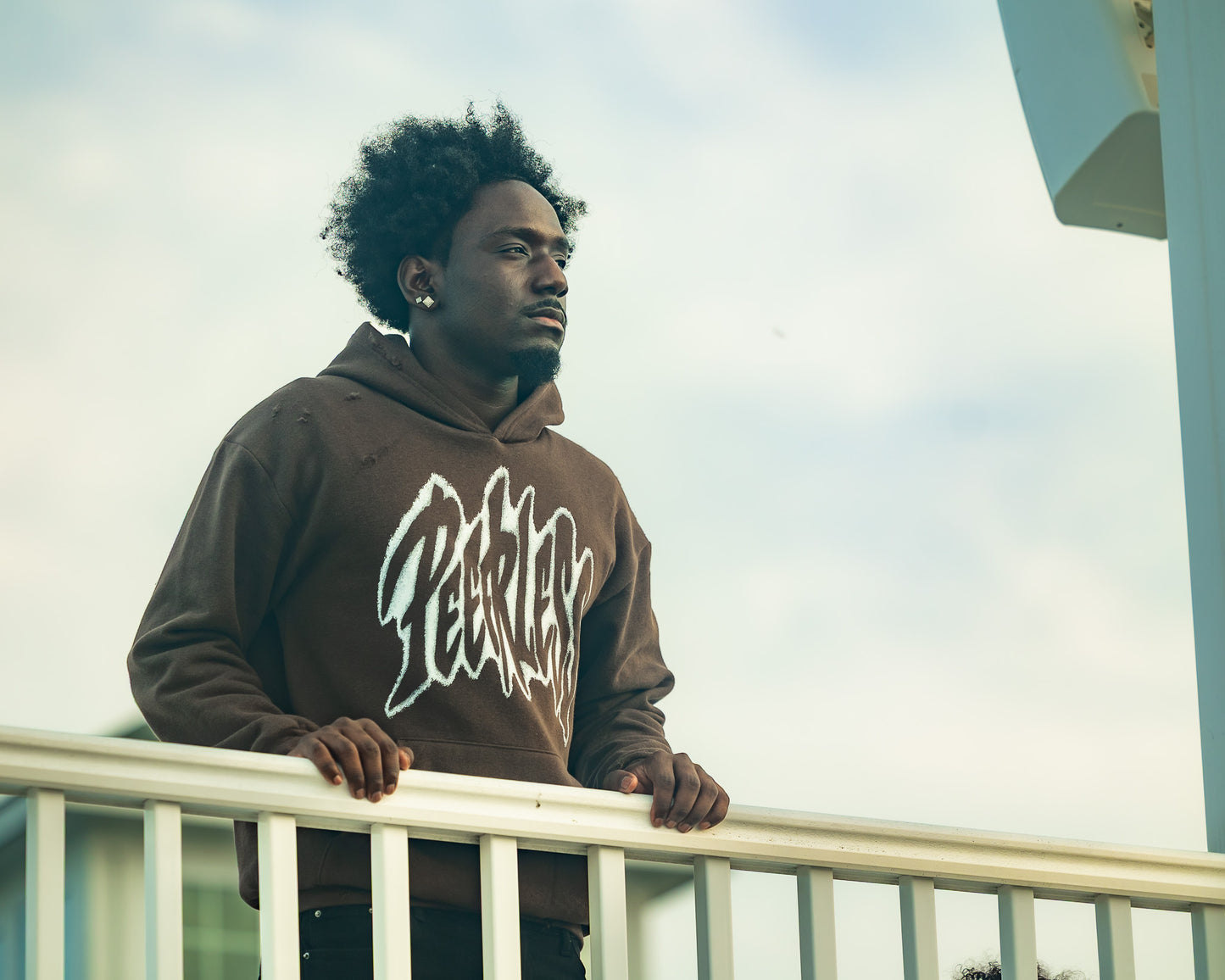 Brown Black lettering Graffiti Peerless hoodie