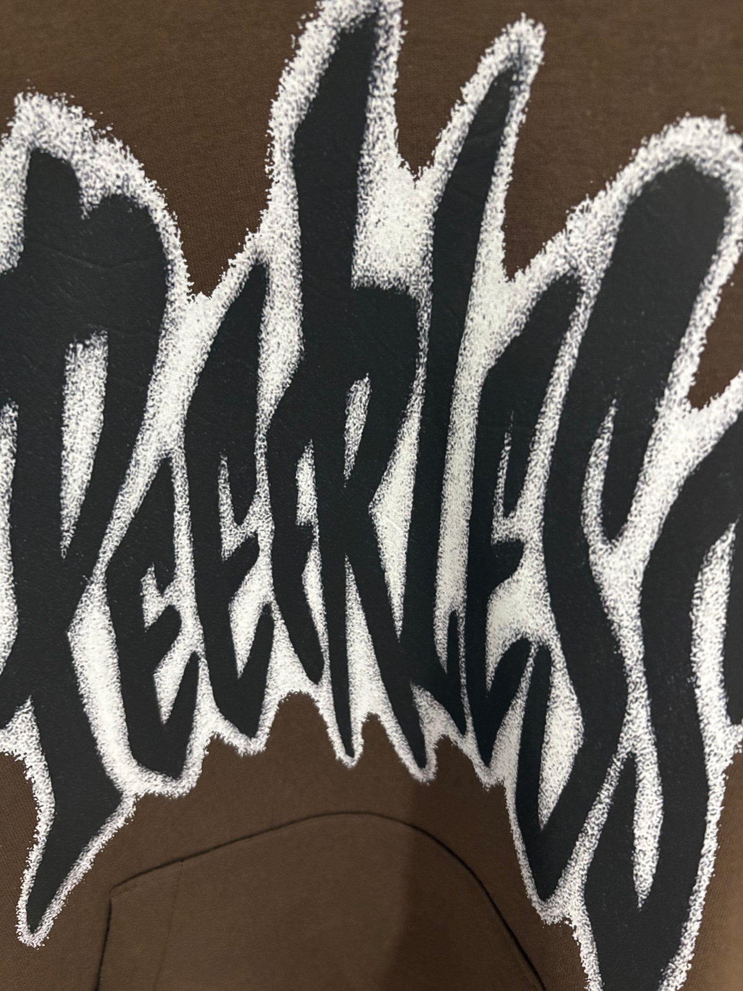 Brown Black lettering Graffiti Peerless hoodie